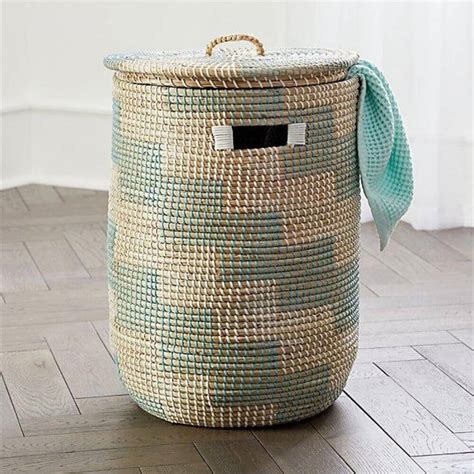 large lidded laundry hamper.